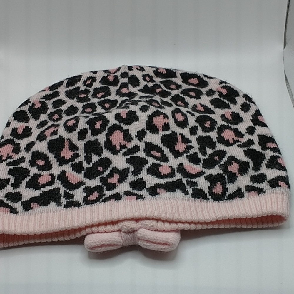 Kate Spade New York Hats Cheetah Pink Bow Ponytail Hat Cap Beanie - Picture 3 of 6